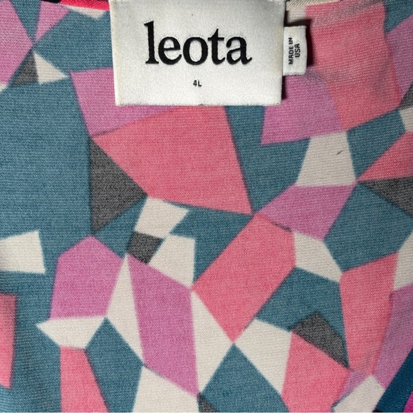 Leota Plus Size 4L 4X Midi Dress Geo Print Stretch Knit V-Neck Made in NYC - Picture 4 of 5